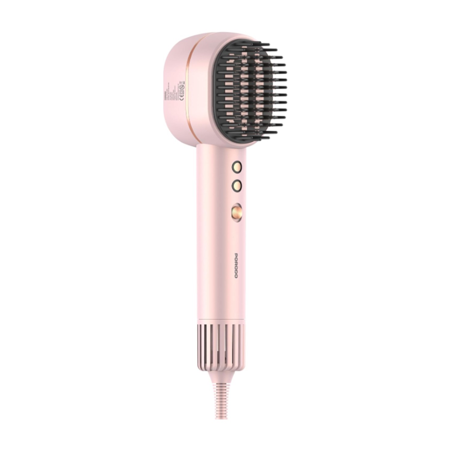 Porodo 2-in-1 Hair Dryer & Straightener Brush with Smart Temperature Control, 3×Wind Speed Levels, 1400W High-Speed Motor, Magnetic Nozzle, Quick Heat-Up & Fast Drying, Ideal Gift for Women – Pink