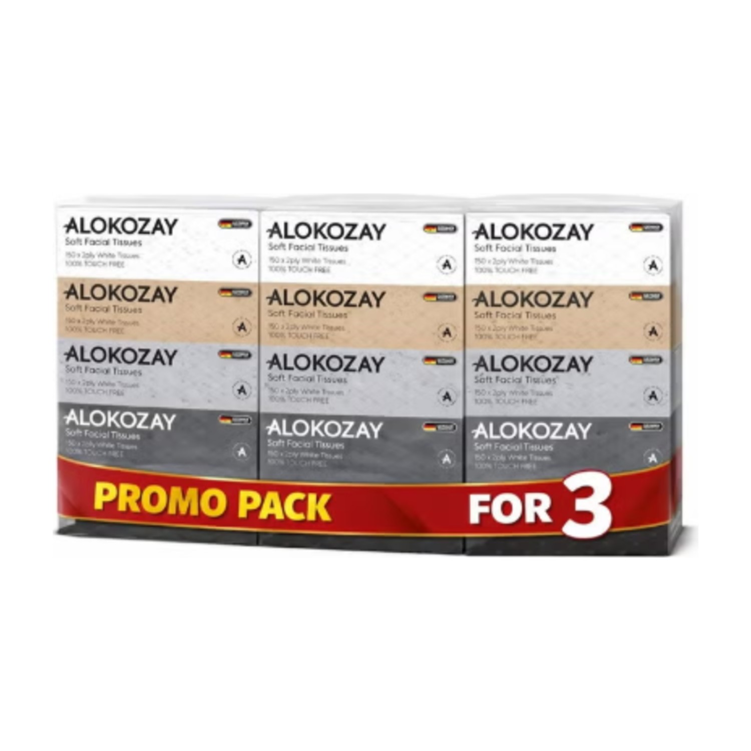 ALOKOZAY 170 × 2 طبقة بيضاء ناعمة تلمس الوجه حزمة المناديل الحرة من 5