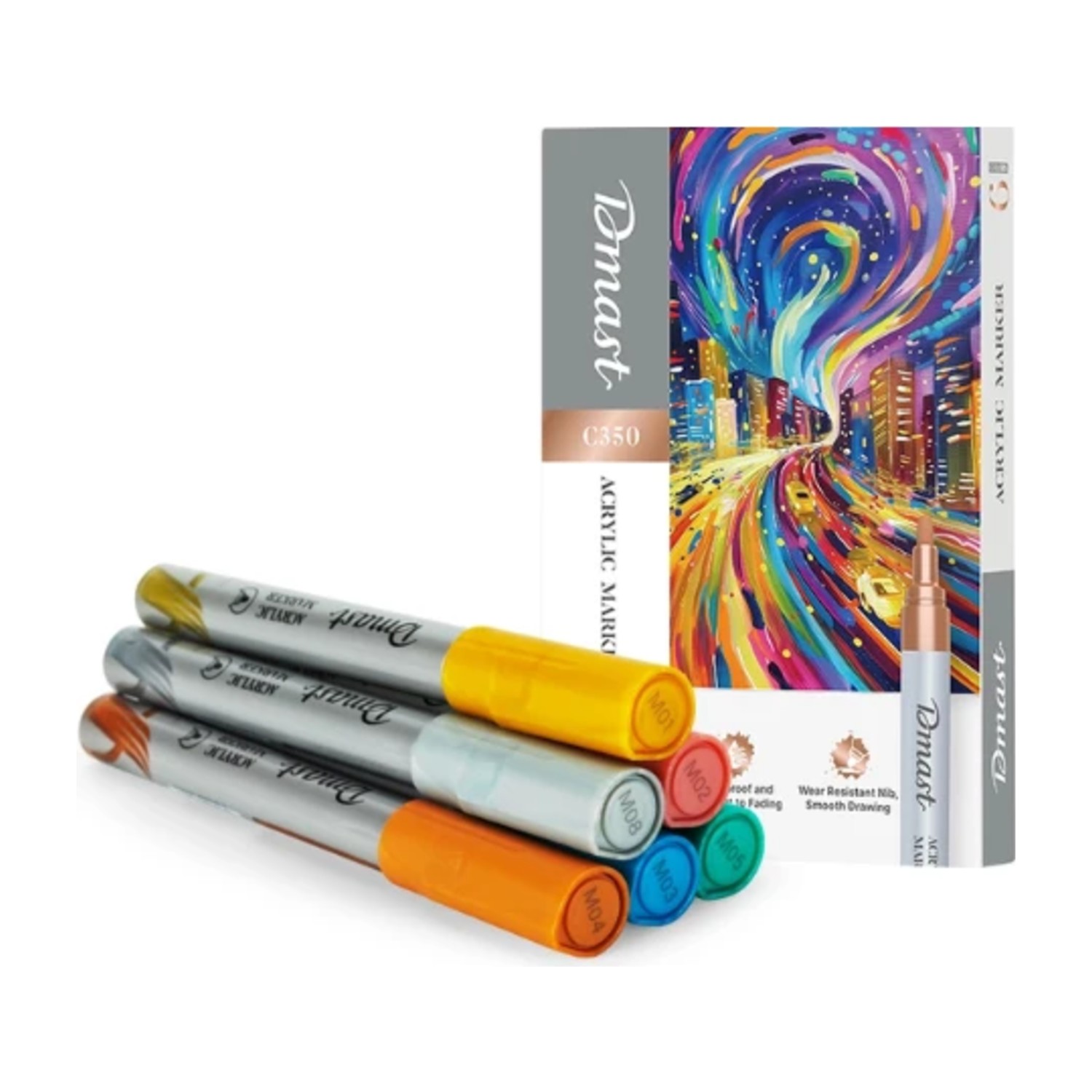 Dmast Acrylic Marker Bullet Tip 2mm 6 Color
