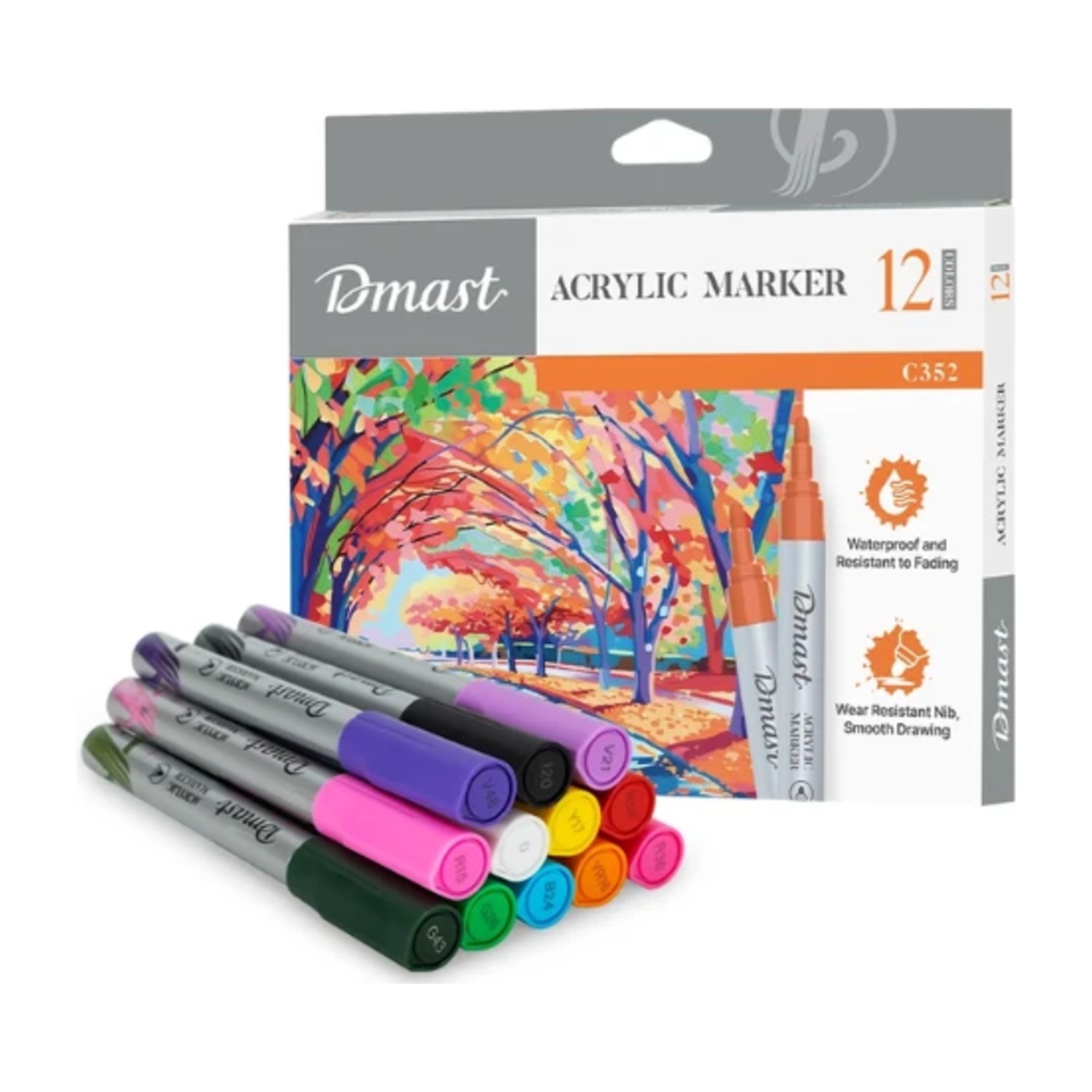 Dmast Acrylic Marker Bullet Tip 2mm 12 Color