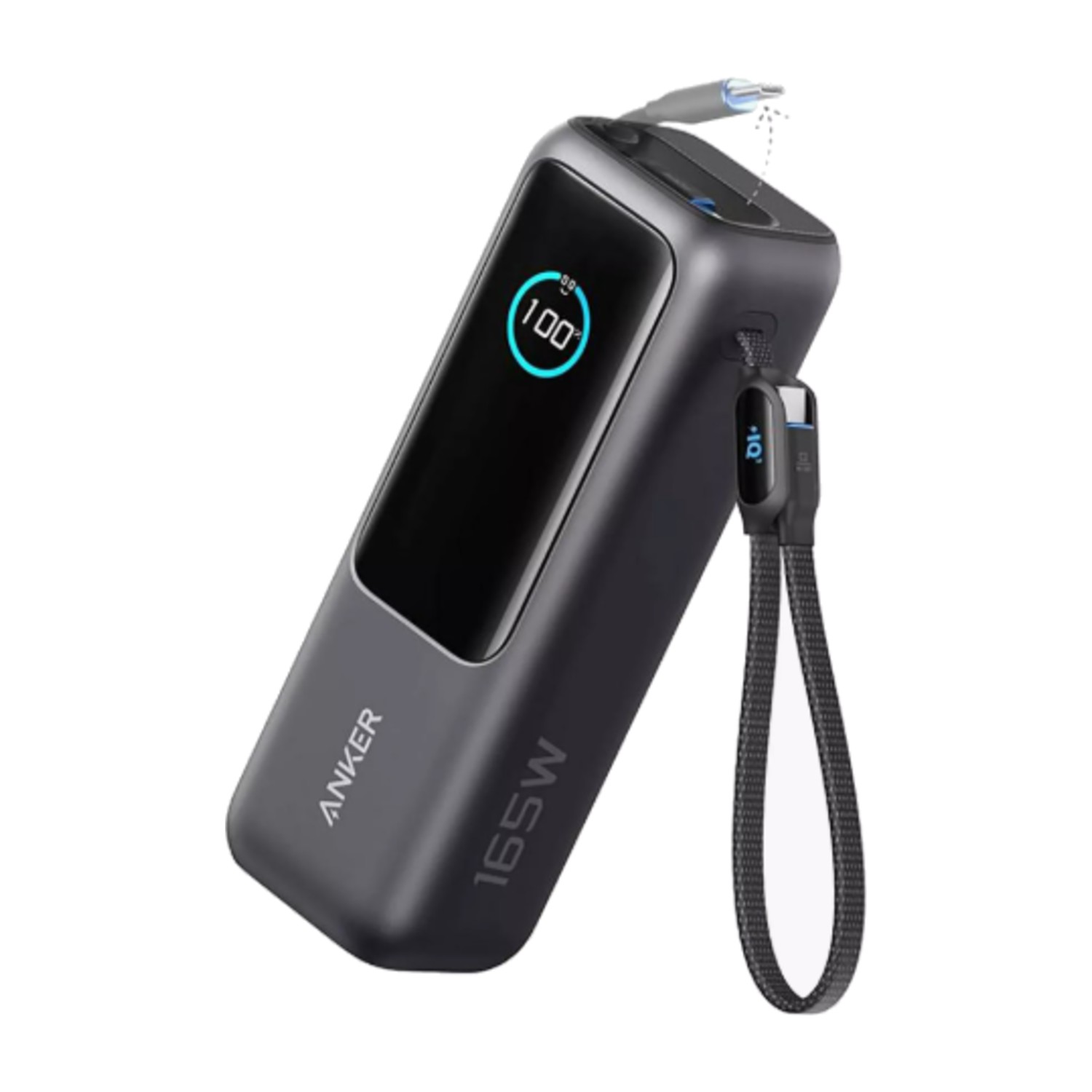 أنكر باور بانك 25000 مللي أمبير في الساعة 165 واط كابل USB - C مدمج قابل للسحب