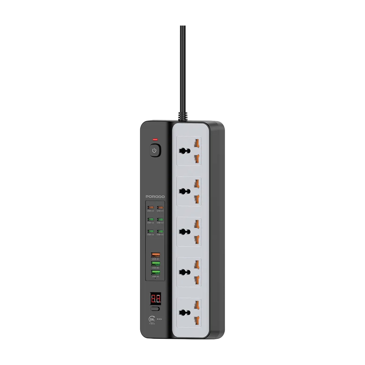 بورودو 3000 واط | مشترك كهرباء عالمي بـ 5 مقابس تيار متردد و9 منافذ USB (6 منافذ USB-C و3 منافذ USB-A) - أسود