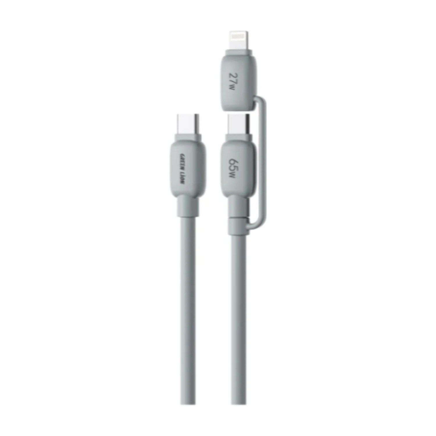 كابل Green Lion 2 في 1 PVC مع USB - C و Lightning – رمادي