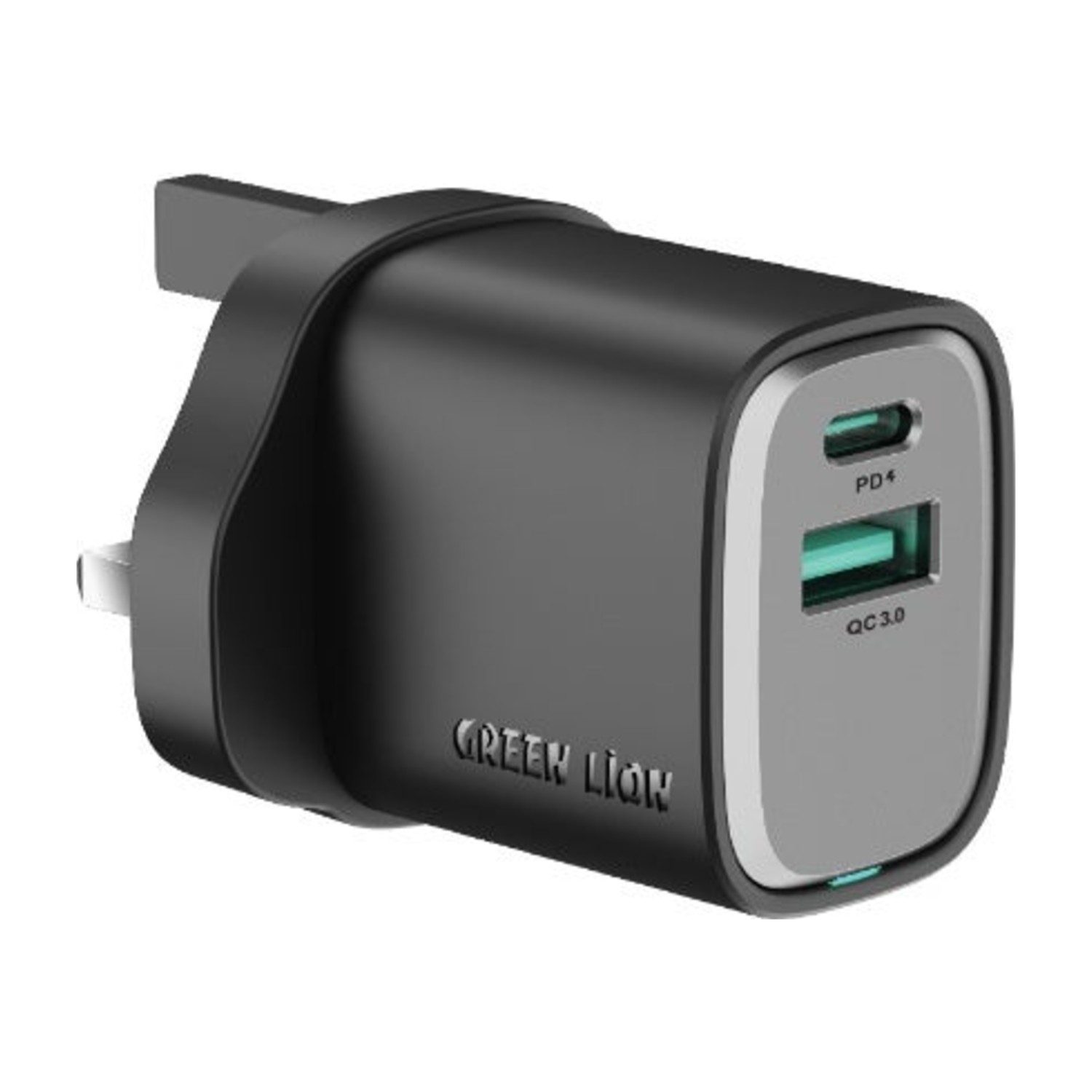 شاحن حائط أخضر Lion SUPRA 22.5W GaN UK مع كابل USB - C إلى USB - C
