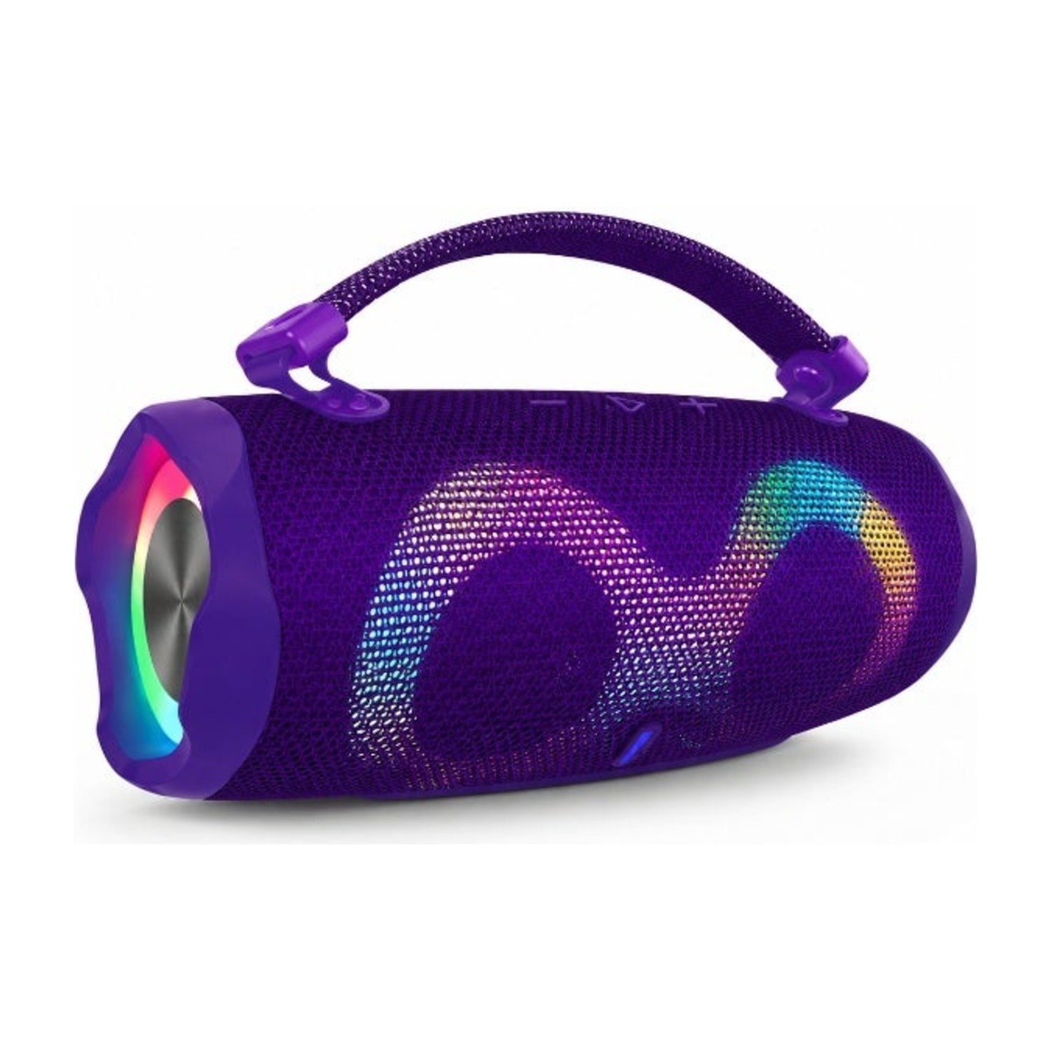 مكبر صوت محمول لاسلكي M50 Plus أرجواني، أضواء ملونة RGB، صوت جهير محسن، بطارية طويلة الأمد 15000 مللي أمبير في الساعة، اقتران TWS، مكالمات بدون استخدام اليدين، مكبر صوت موسيقى داخلي خارجي