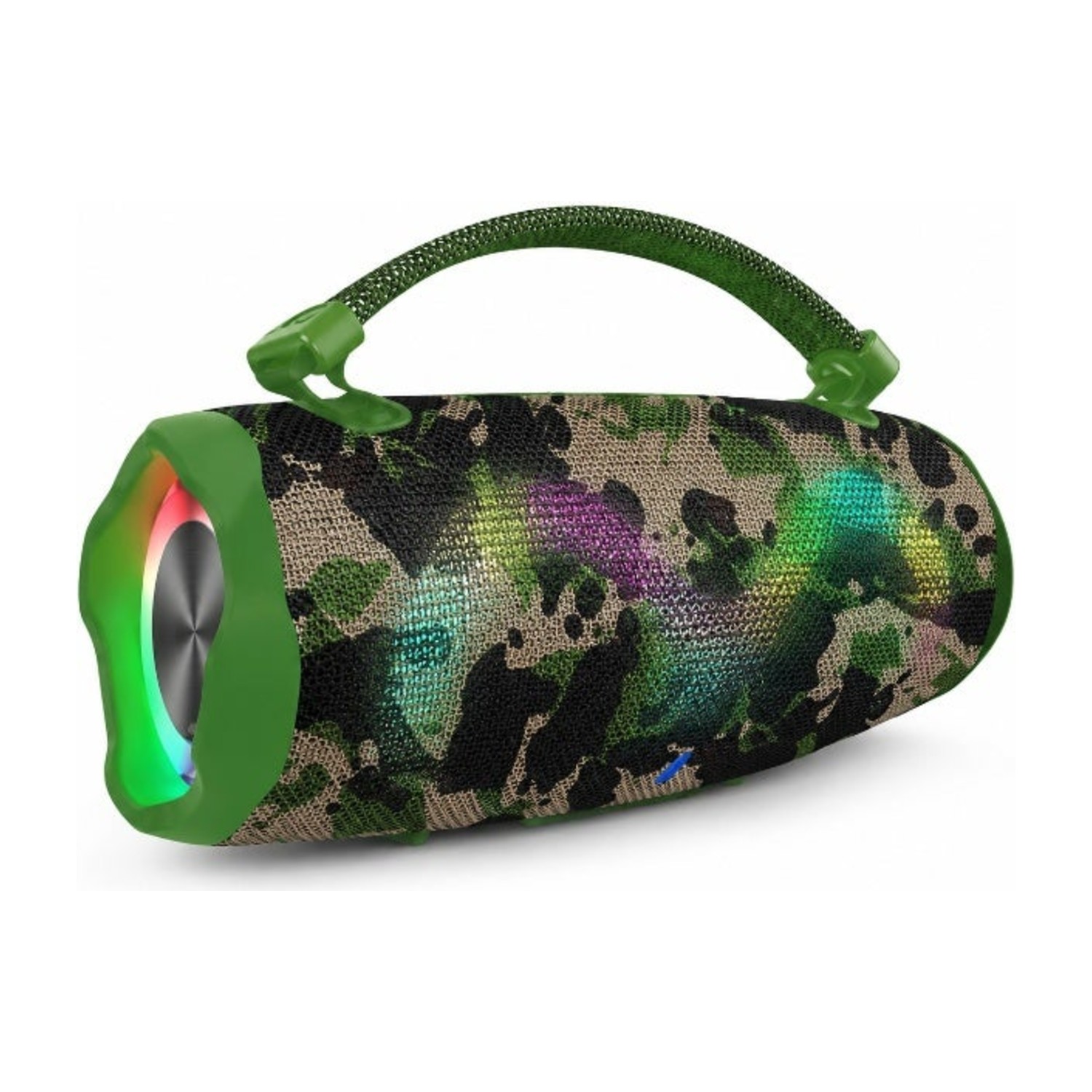 مكبر صوت محمول لاسلكي M50 Plus مع تأثيرات إضاءة LED RGB، صوت جهير قوي، تصميم مموه للجيش، عمر بطارية طويل 15000 مللي أمبير في الساعة، مكالمات بدون استخدام اليدين ومقبض سهل الحمل