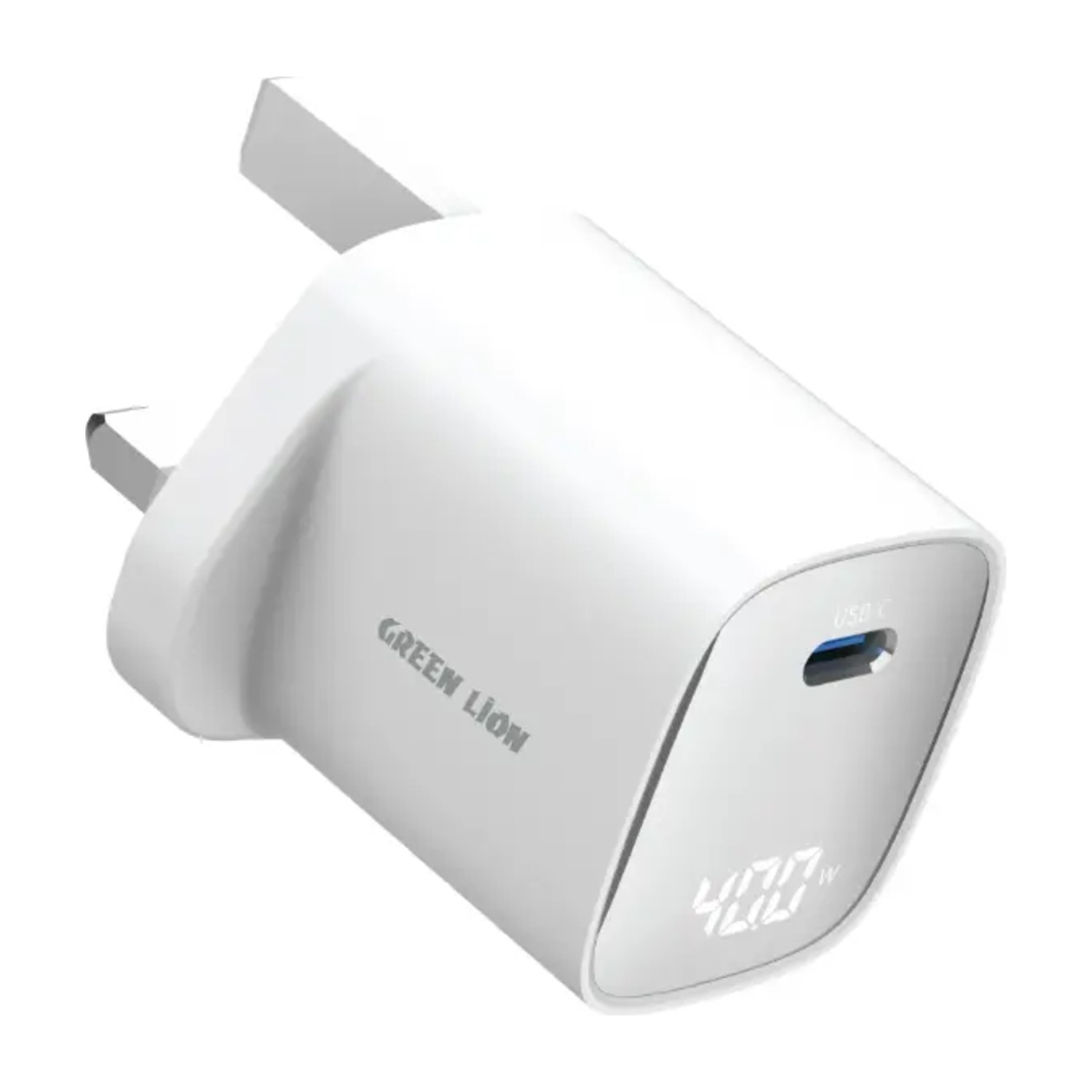 شاحن حائط GaN 60W من سلسلة Green Lion AVS في المملكة المتحدة - أبيض