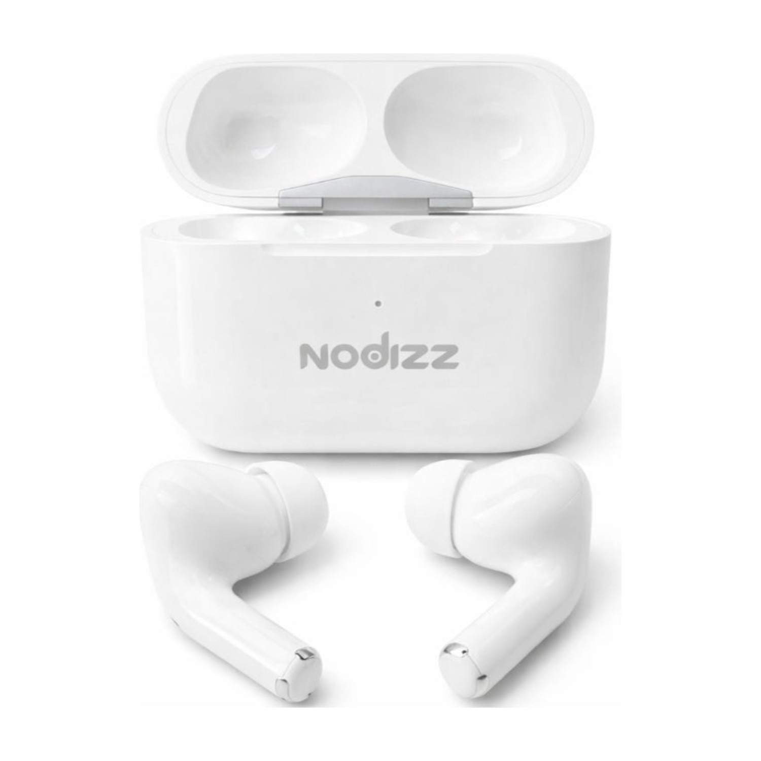 Nodizz DT05 سماعات أذن لاسلكية حقيقية، بلوتوث 5.4، سماعات TWS مع علبة شحن، شحن سريع، نطاق 10 أمتار، أبيض