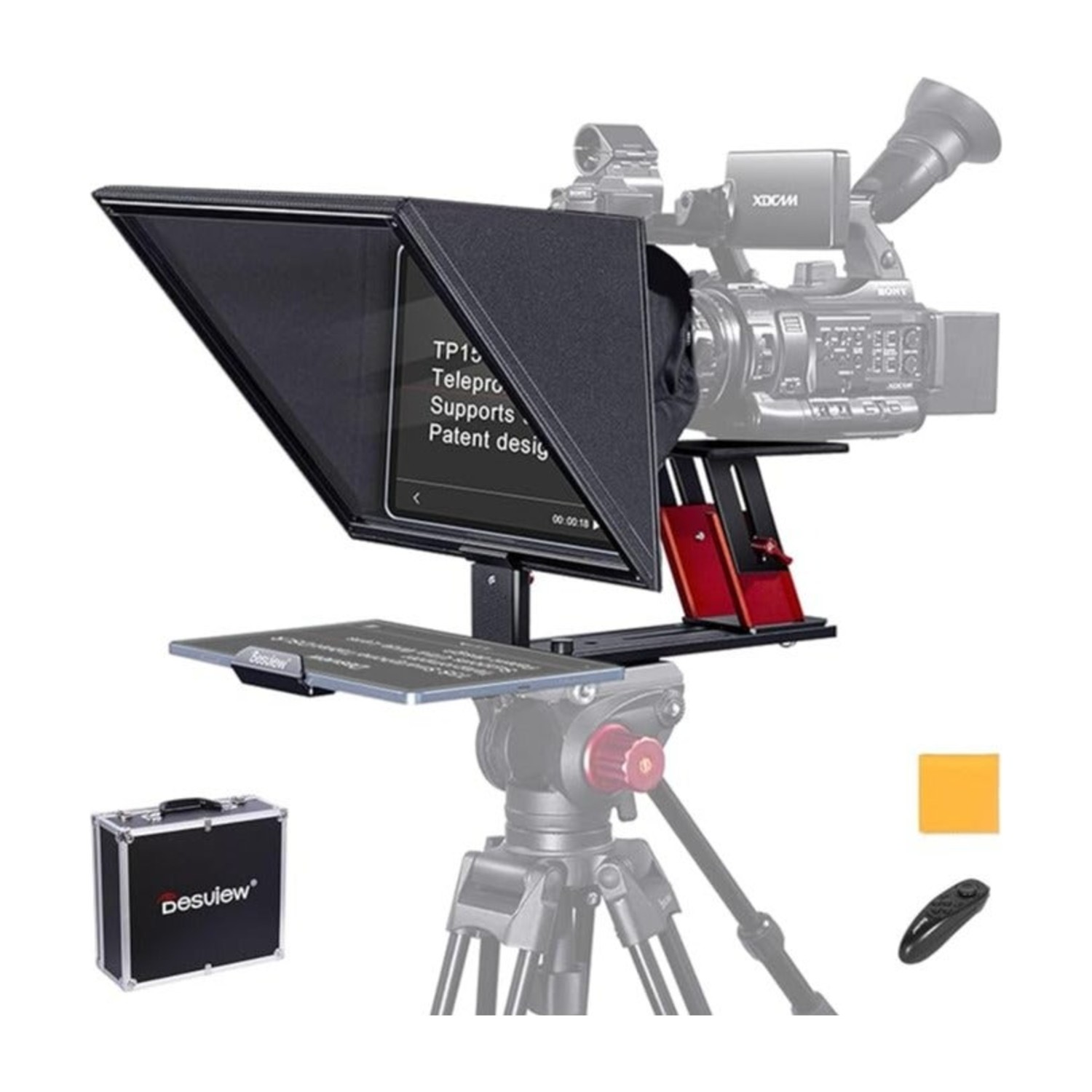 Desview TP150 Teleprompter - مبرمج احترافي 15 بوصة قابل للرفع بالكامل للمعادن لـ DSLR/كاميرا الفيديو/كاميرا الويب فيديو بزاوية واسعة