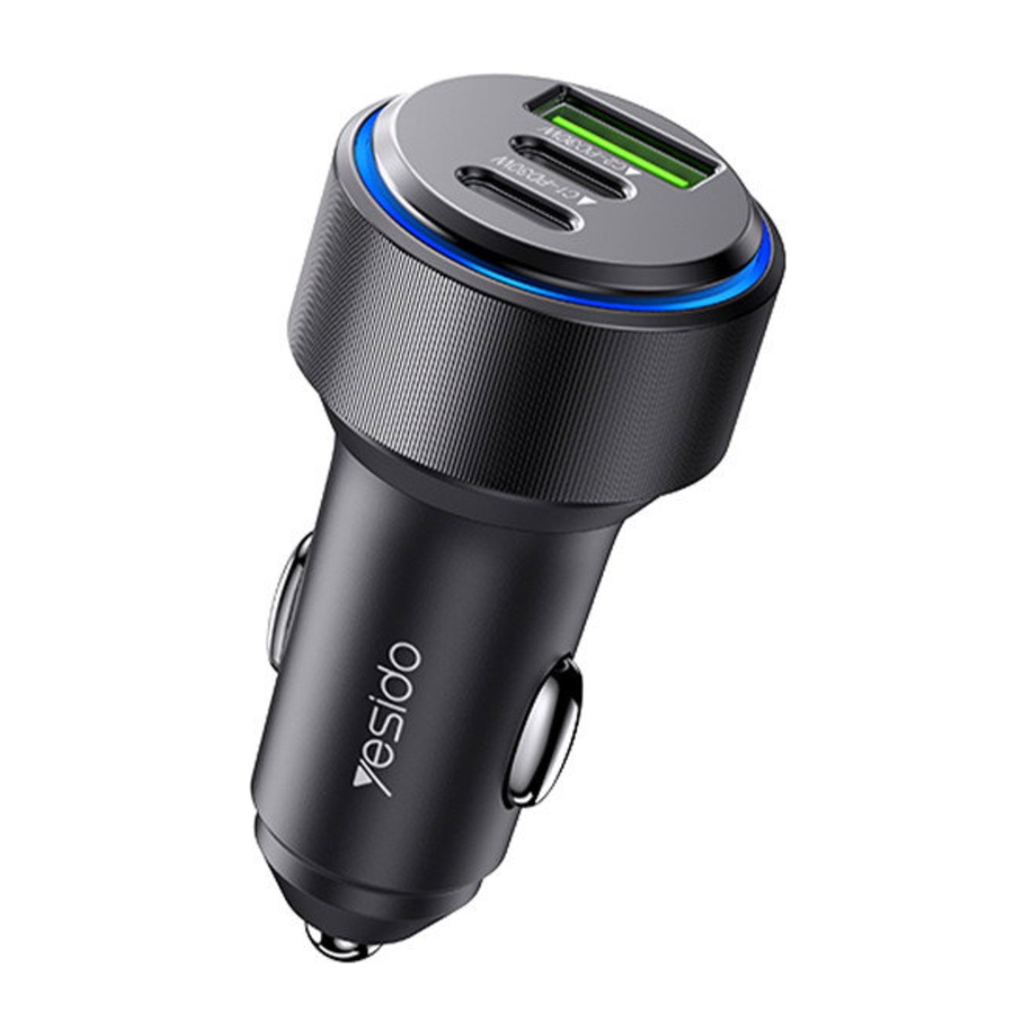 شاحن سيارة Yesido Y50 | شاحن سريع بـ 3 منافذ (منفذان Type-C ومنفذ USB)