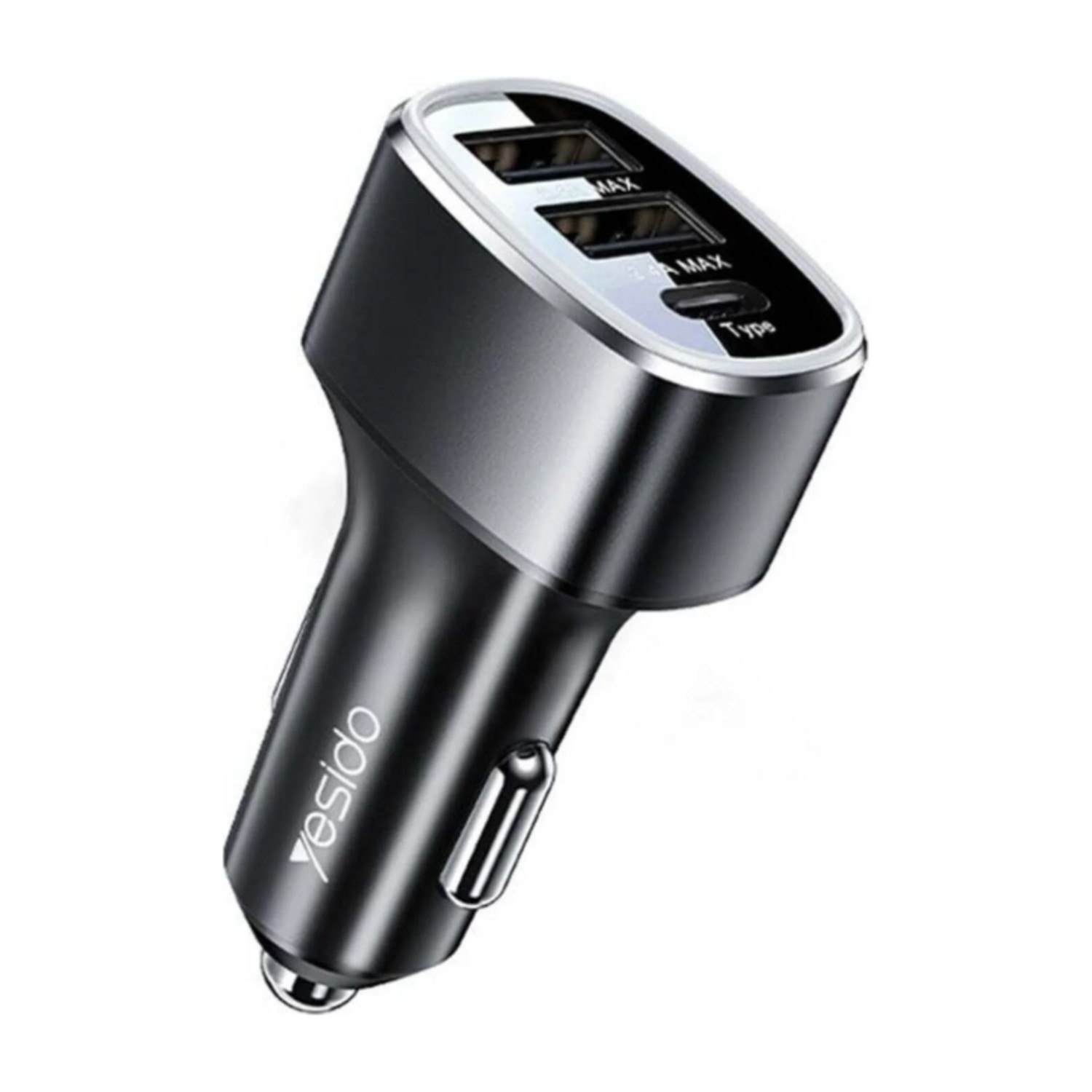 Yesido Y47 49W شاحن سيارة سريع مزدوج USB+Type - C/USB - C (أسود)