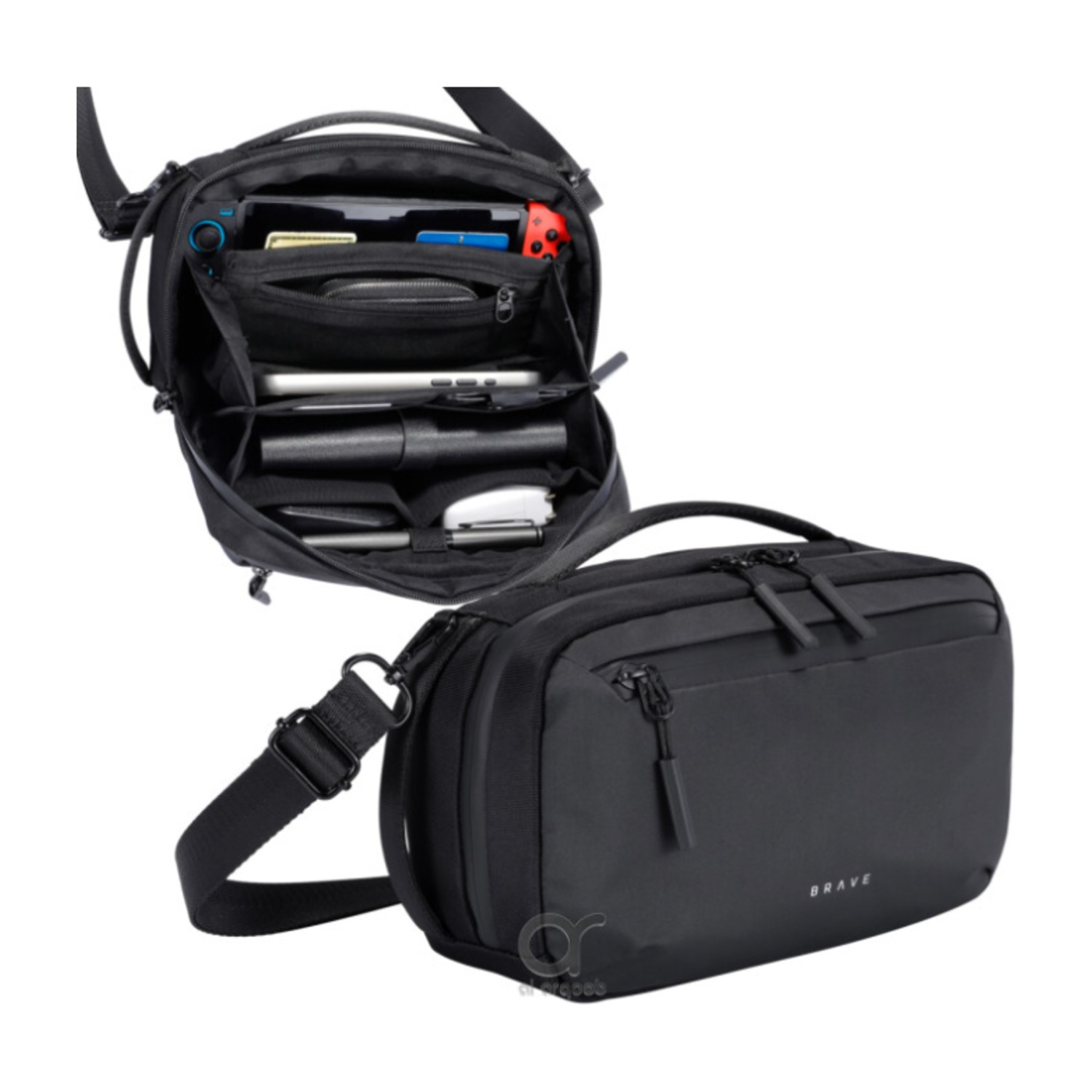Brave BTP-06 Tech Pouch Organizer | Water-Resistant Shockproof Travel Gadget Storage Case for Cables & Accessories – Black