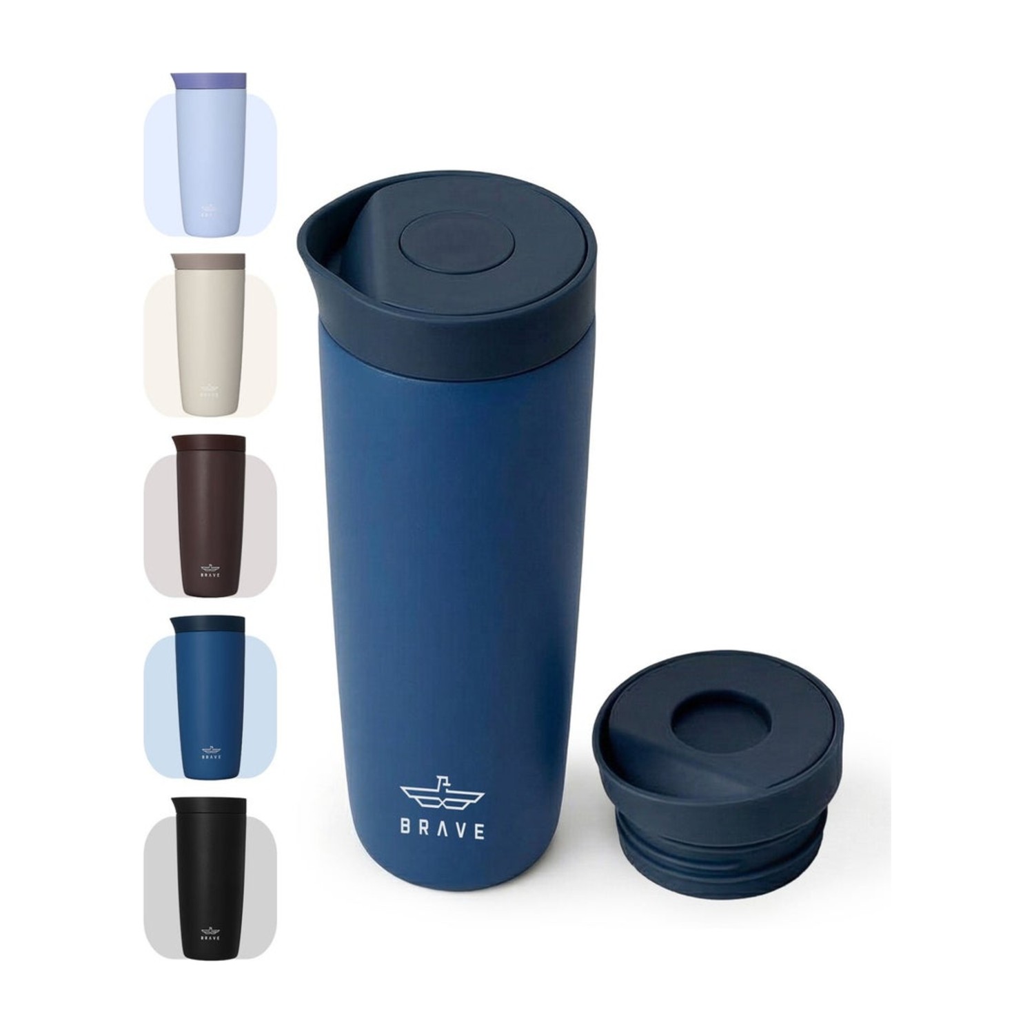 Brave TempGuard Travel Mug 350ml Stainless Steel Insulated Coffee Cup, Leak Proof Push Button Lid, Hot & Cold Tumbler - Blue