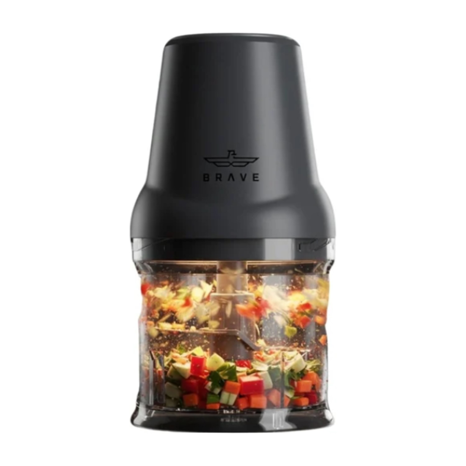 BRAVE Mini Electric Food Chopper 500ml with Powerful 400W High-Torque Motor, Quad 4-Blade Stainless Steel System, One-Touch Pulse Control, Multi-Function Vegetable Cutter & Meat Grinder, Whisk Attachment Included - Black