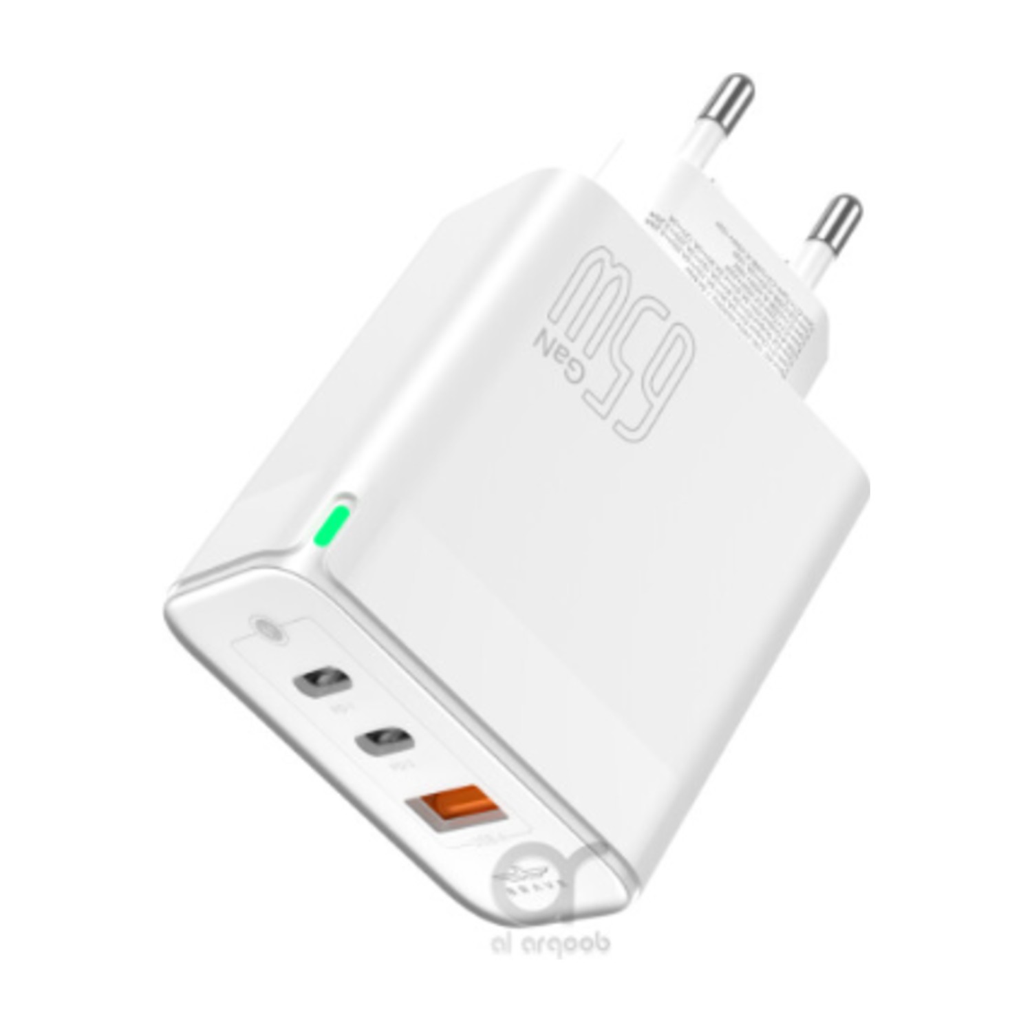 شجاع BTC -23 65W GaN ثنائي النوع C + USB - A شاحن سريع رقاقة حماية ذكية وآمنة (من النوع c إلى كابل Lightning)