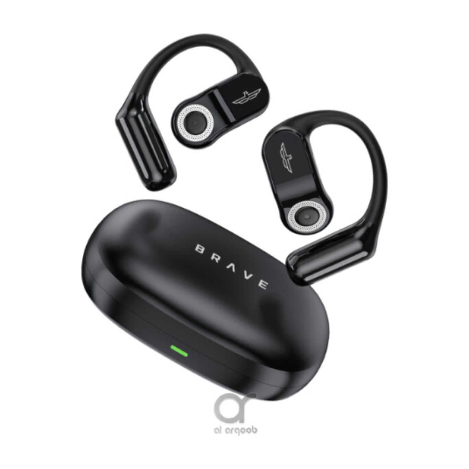 سماعات الأذن Brave Sport Fit 1 Open Ear TWS - وقت تشغيل على مدار 24 ساعة، بلوتوث 5.4، برامج تشغيل ديناميكية مزدوجة، تقنية توصيل الهواء، تحكم ذكي باللمس - أسود