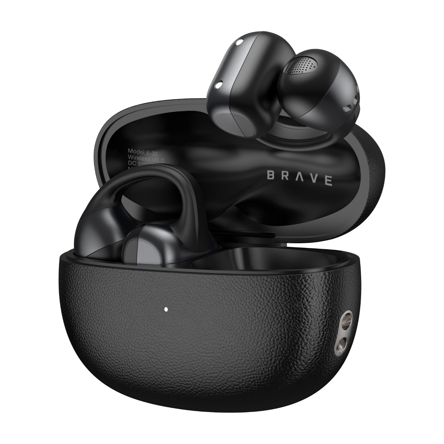 سماعات أذن لاسلكية شجاعة E -32 ClipFit Pro مفتوحة الأذن | سماعة أذن بلوتوث V6.0، وقت تشغيل 8 ساعات، توصيل الهواء – أسود