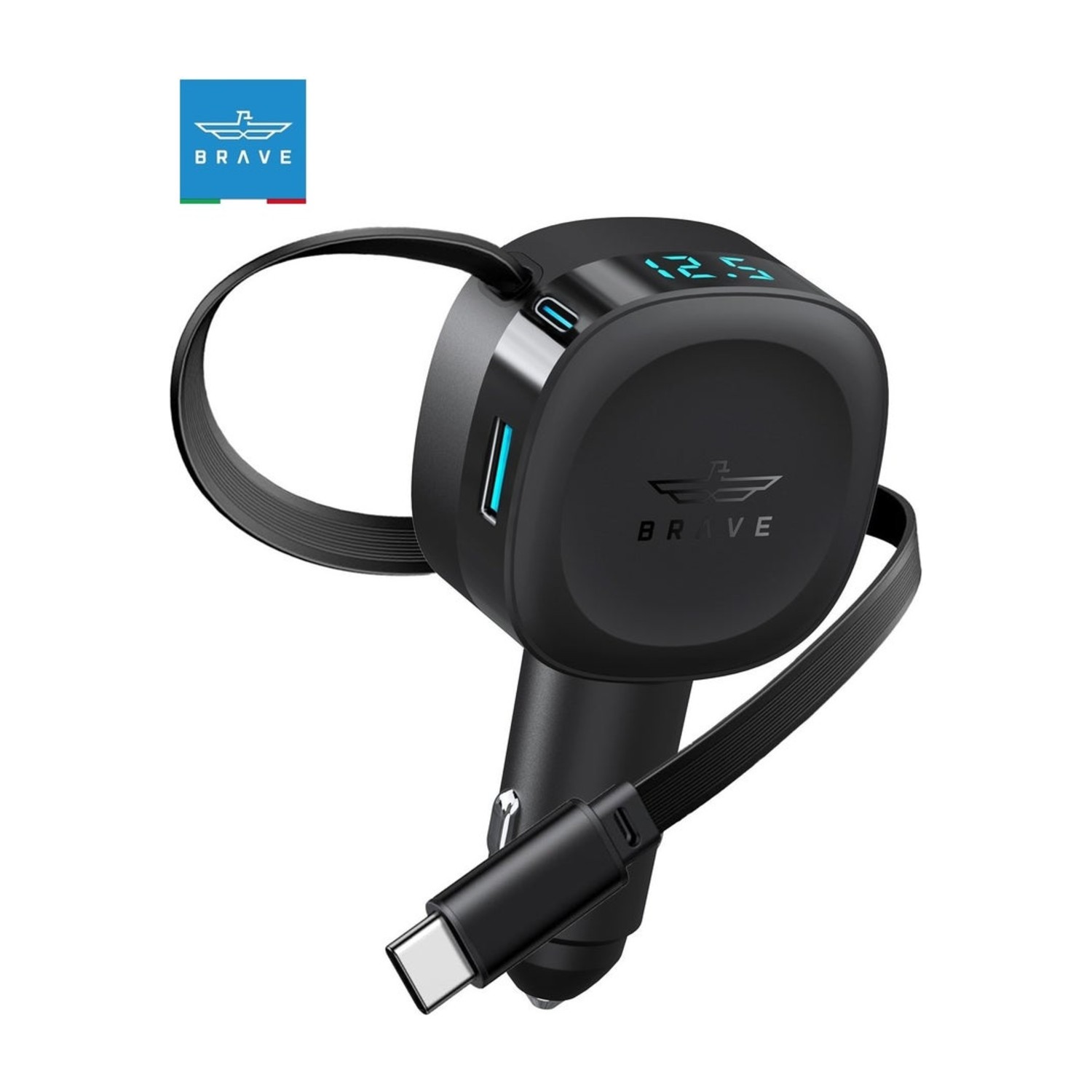شجاع BCC -28 60W شاحن سيارة مزدوج المنفذ مع قابل للسحب