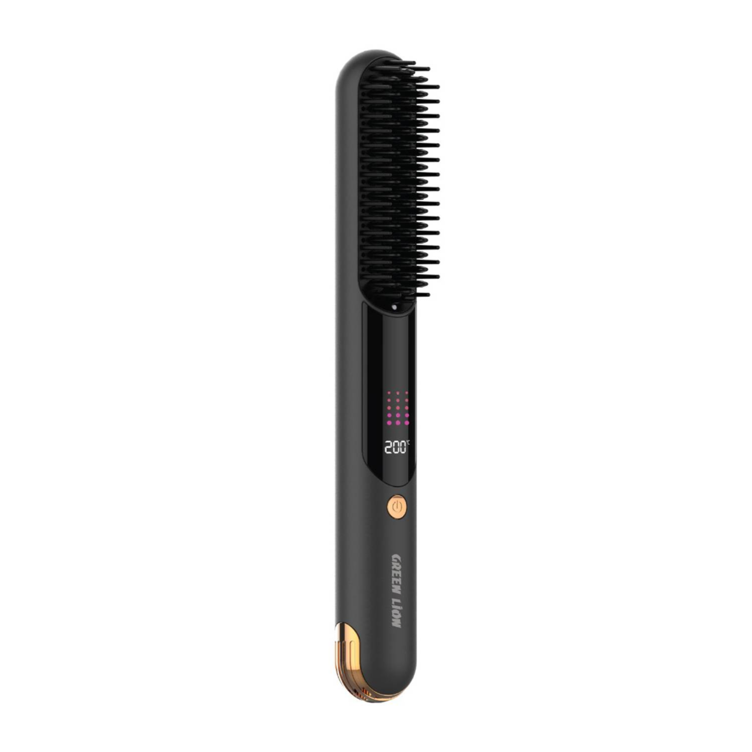 Green Lion Infrared Hair Comb, 2600mAh Battery, 30W Power, 140°C-200°C Temperature, Digital Display, Ceramic Coating - Black