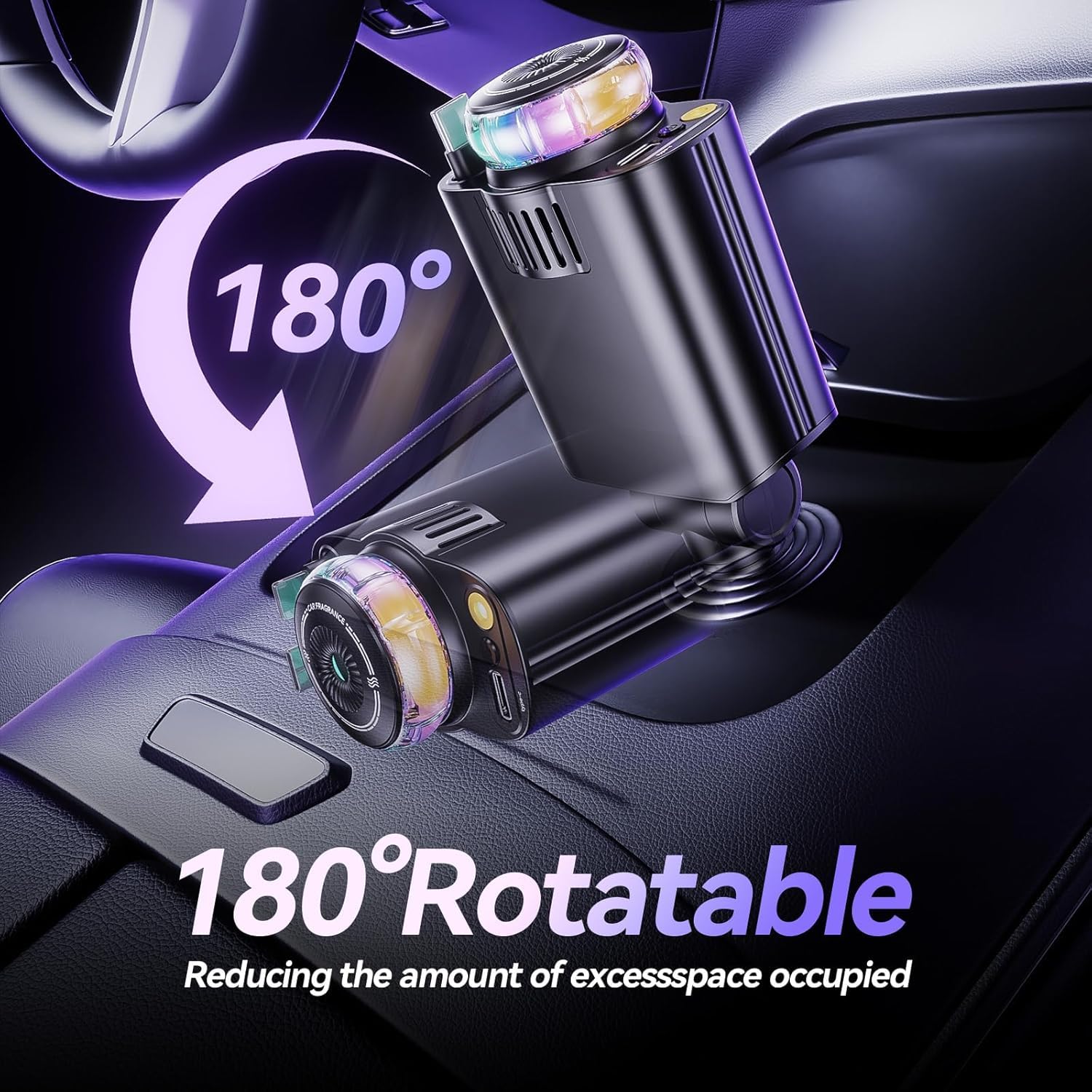6-in-1 Car Charger 120W, Aroma Diffuser with Retractable Cable, USB-C PD 30W
