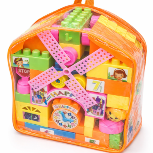 Kids Building Blocks Windmill House Set in Carry Bag – Educational Colorful Construction Toy