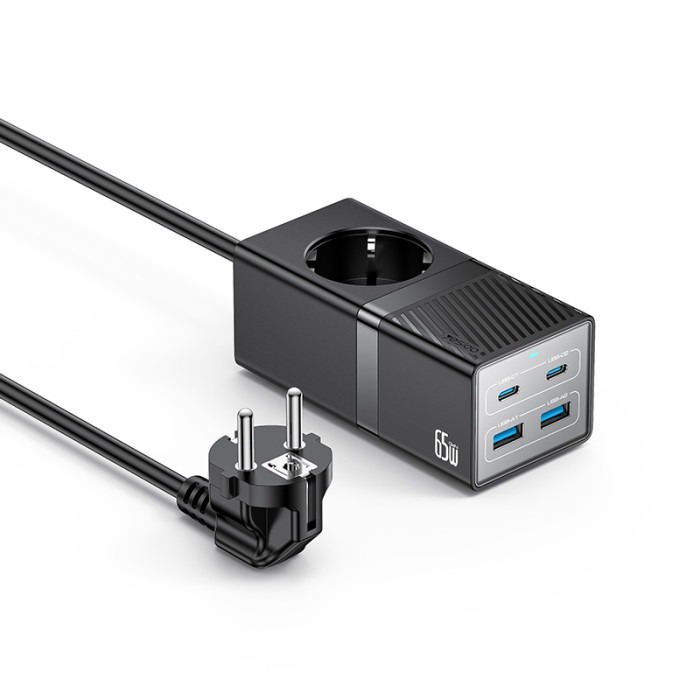 Yesido MC36 65W GaN 5-in-1 EU Charging Hub with 2 USB-C, 2 USB-A & AC Socket