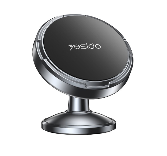 Yesido C215 360° Rotating Mini Magnetic Phone Holder with Zinc Alloy & Silicone Panel – Black