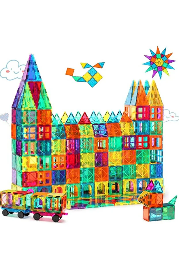 4D Diamond surface DIY Magnetic Tiles 52 PCS, Creative Construction, Educational Magnet BuildingToys