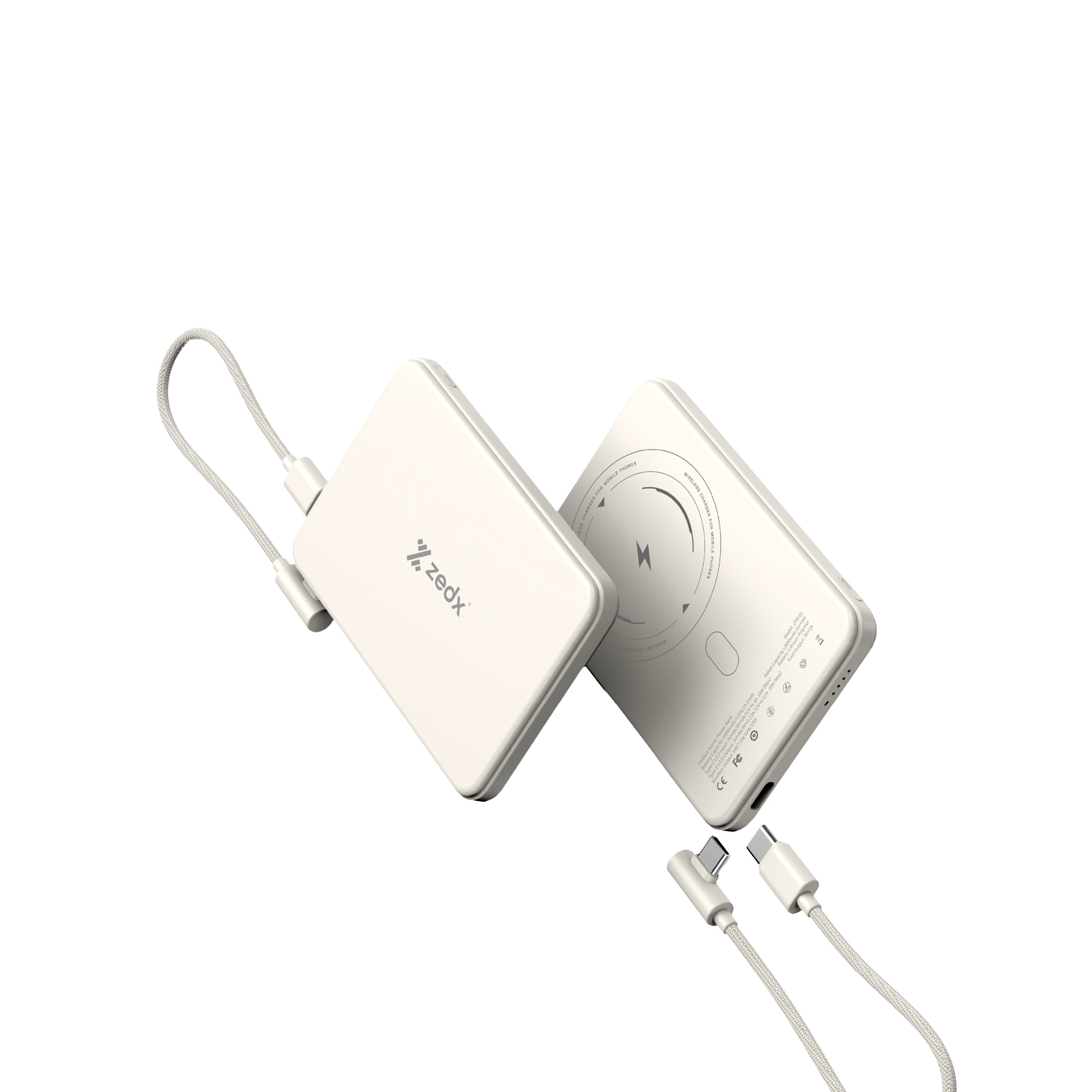 ZEDX MagLoop Magnetic Wireless Power Bank 5000mAh, 15W Wireless Charging, 20W USB-C Fast Charging