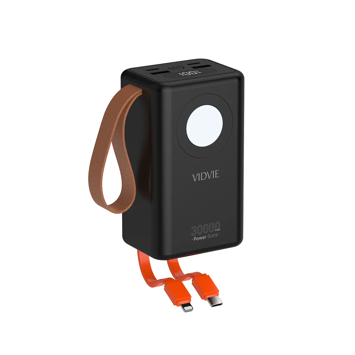 Vidvie 30000mAh Power Bank with Built-in USB-C and Lightning Cables, 22.5W Fast Charging, 20W PD, Multiple USB-A and USB-C Ports, LED Battery Display, PB7033