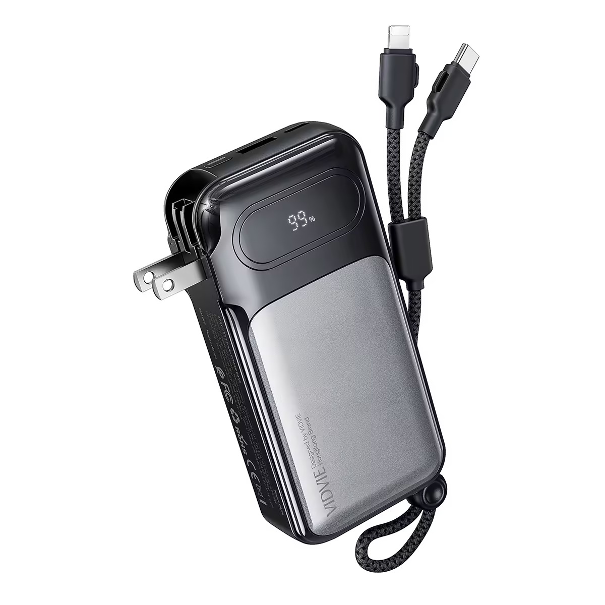 Vidvie Multifunctional Fast Charging Power Bank with USB-A and USB-C Ports, LED Battery Indicator, Smart Overcharge and Short-Circuit Protection, Portable Charger for Phones and Earbuds, PB796