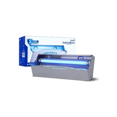 ALSHABAH Steel Insect Killer 30W | Wall-Mount Fly Light Trap with Sticky Glue Boards | Quiet & Eco-Friendly | UV Fluorescent Light | Covers Up to 50m | Low Power Consumption | Ideal for Home, Kitchen & Restaurants | Silver |3 Year Warranty/ Made in Jordan