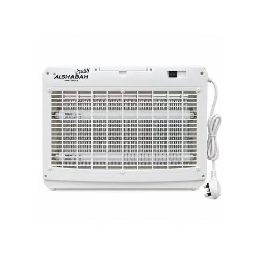 ALSHABAH 3800 Electric Flying Insect Killer with 2 UV Tubes, Protective Grille, Removable Collection Tray and Hanging Chain, Indoor Use, White