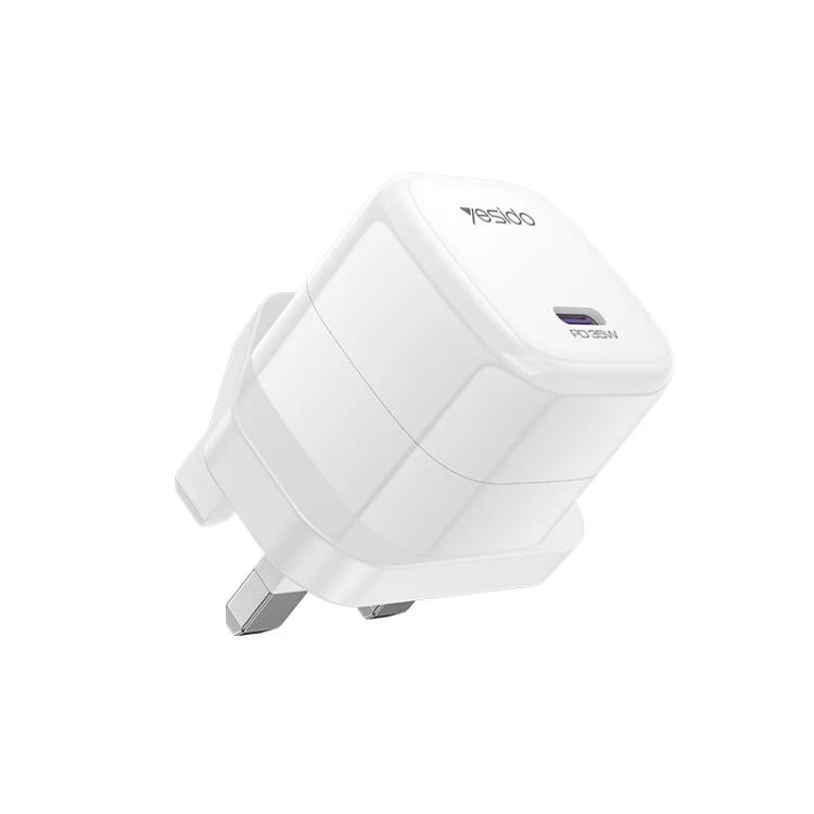 Yesido YC149 35W GaN Mini Fast Charger, USB-C Power Delivery Adapter with UK Plug, PD & QC Fast Charging, Multi-Protection, White