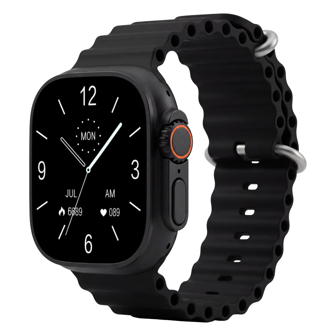Porodo MX Ultra Smart Watch 2.01-Inch IPS Display, Bluetooth Calling, Wireless Charging, 23 Sport Modes, IP65 Splash Resistance, Black