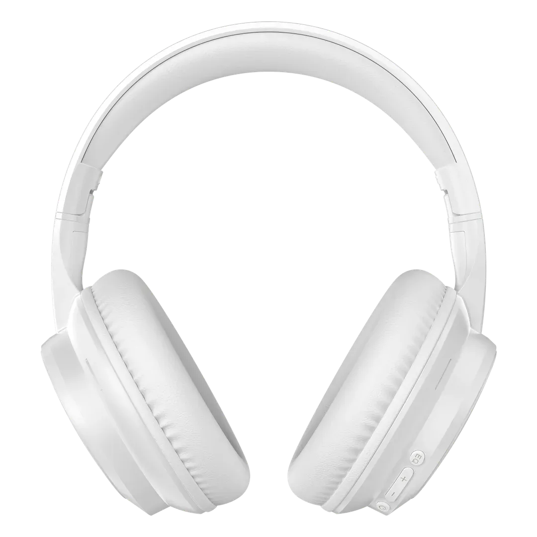 Porodo Soundtec Sonik Wired & Wireless Over-Ear Headphones with Premium Leather Earpads, Bluetooth 6.0, 25-Hour Playtime, 3 EQ Modes, USB-C Charging, White
