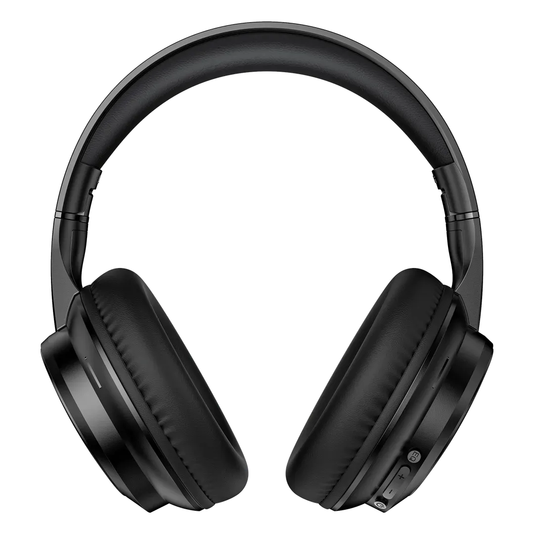 Porodo Soundtec Sonik Wired & Wireless Over-Ear Headphones with Premium Leather Earpads, Bluetooth 6.0, 25-Hour Playtime, 3 EQ Modes, USB-C Charging, Black
