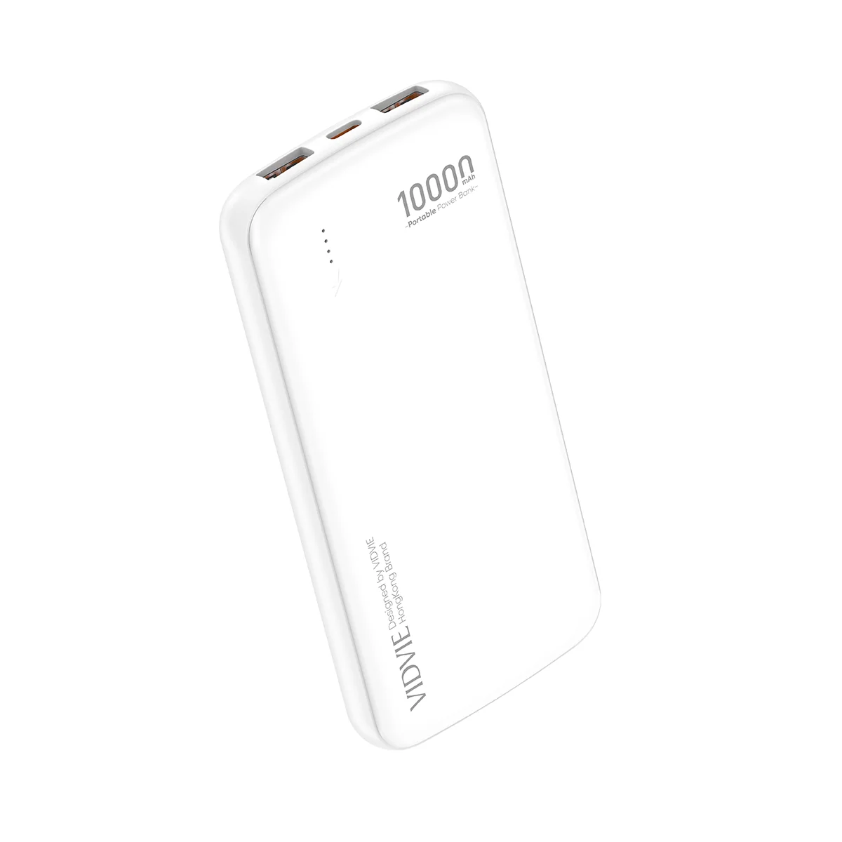 Vidvie 10000mAh Power Bank, Slim Portable Charger with Dual USB-A and USB-C Ports, LED Battery Indicator, Fast Charging External Battery for iPhone, Samsung, Huawei and Android Phones, White, PB7012