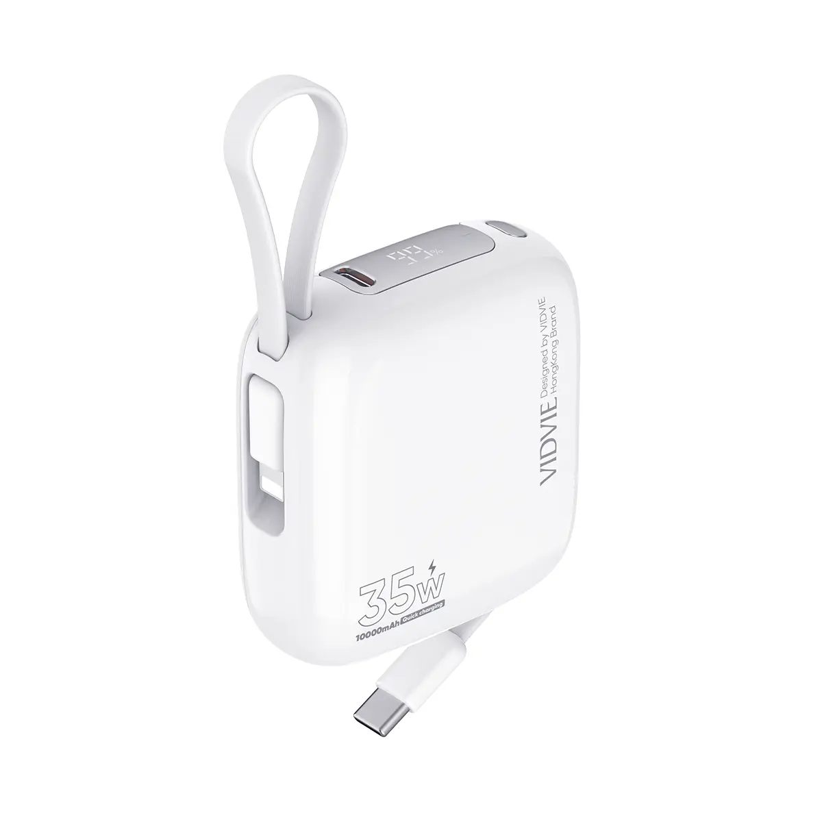Vidvie 10000mAh Mini Power Bank with Built-in Cables, Compact Portable Charger with Overcharge, Overheat and Short-Circuit Protection for Smartphones, PB7030