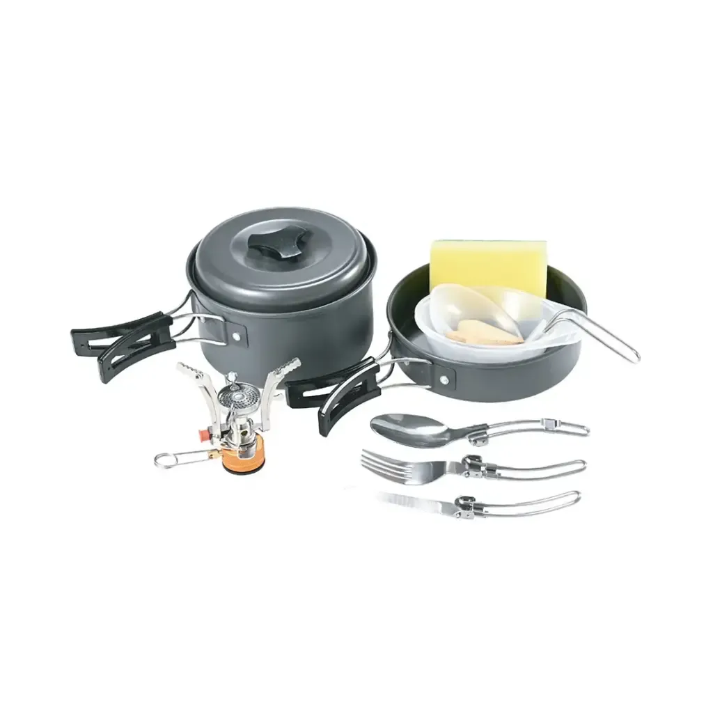 Green Lion 10 in 1 Camping Cookware Set - Black