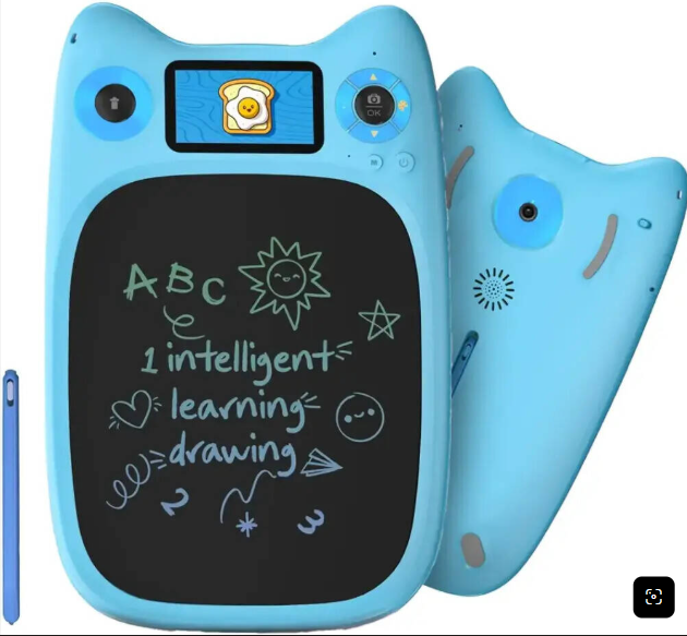 Porodo Kids Drawing & Writing Board with 95 Guided Drawings and 3.0 Inch IPS Display - Blue