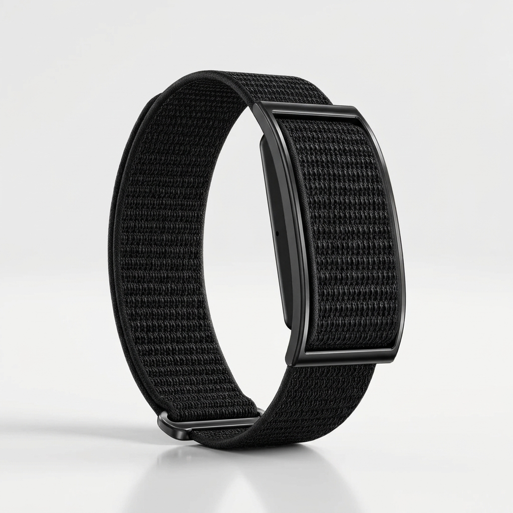 Porodo TrackFit Edge Smart Screenless Fitband, Comprehensive Health & Sport Tracker, Up to 10 Days Battery Life, IP68 Water Resistant, Fabric Strap- Black