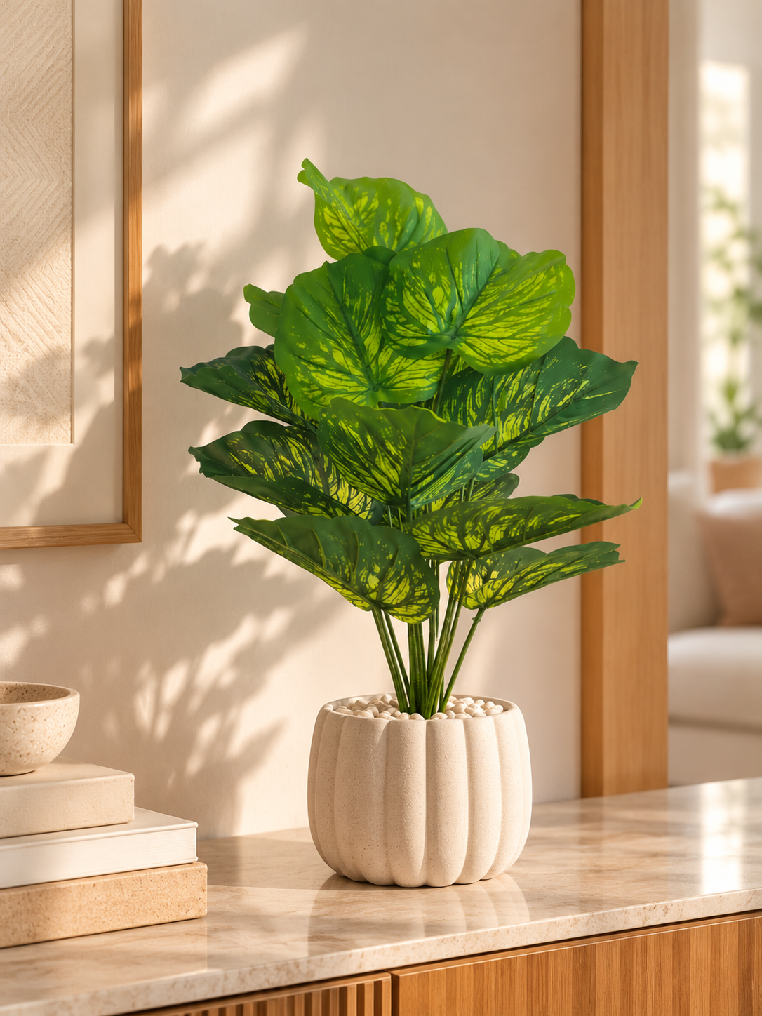 Beitna Helw Elephant Ear Plant – Without Pot – Artificial greenery, zero maintenance
