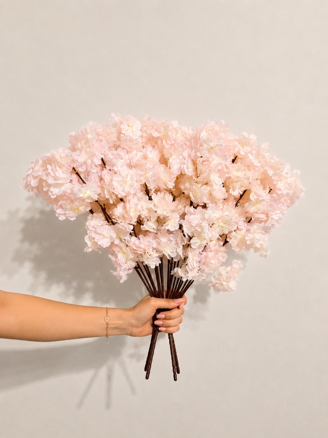 Beitna Helw Baby Pink Cherry Blossom – Artificial Cherry Blossom Flowers – Set of 4 Baby Pink Bunches, High-Density Faux Sakura Stems for Home Décor