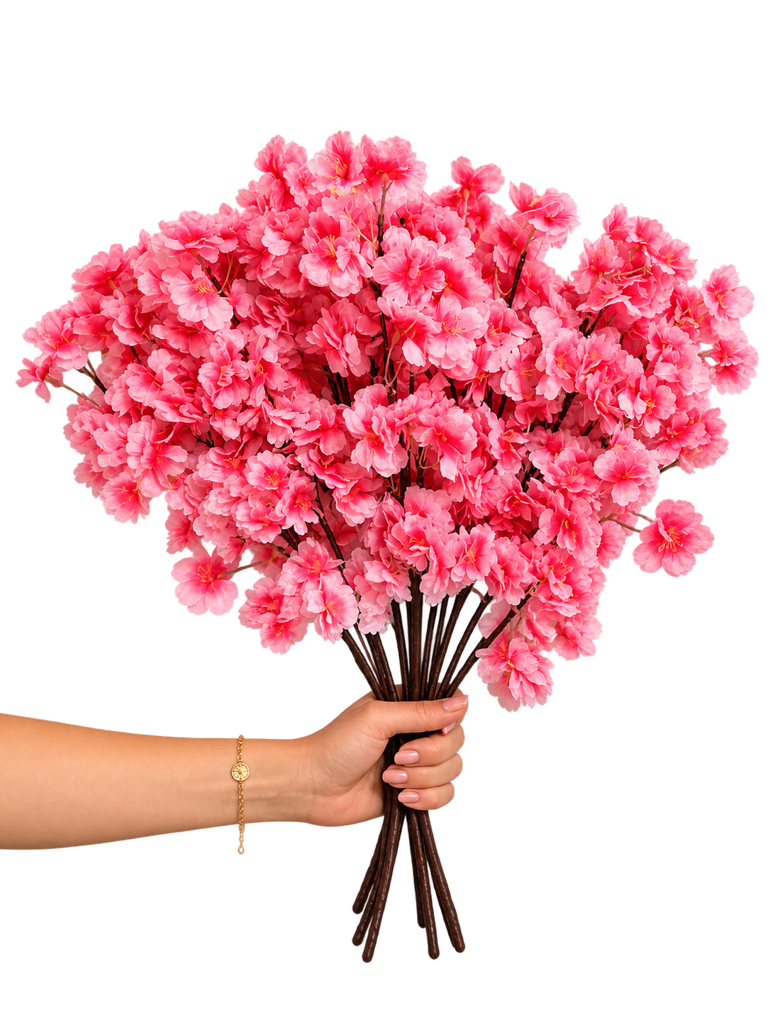 Beitna Helw Pinkish Cherry Blossom – Artificial Cherry Blossom Flowers – Set of 4 Pink Bunches, High-Density Faux Sakura Stems for Home Décor
