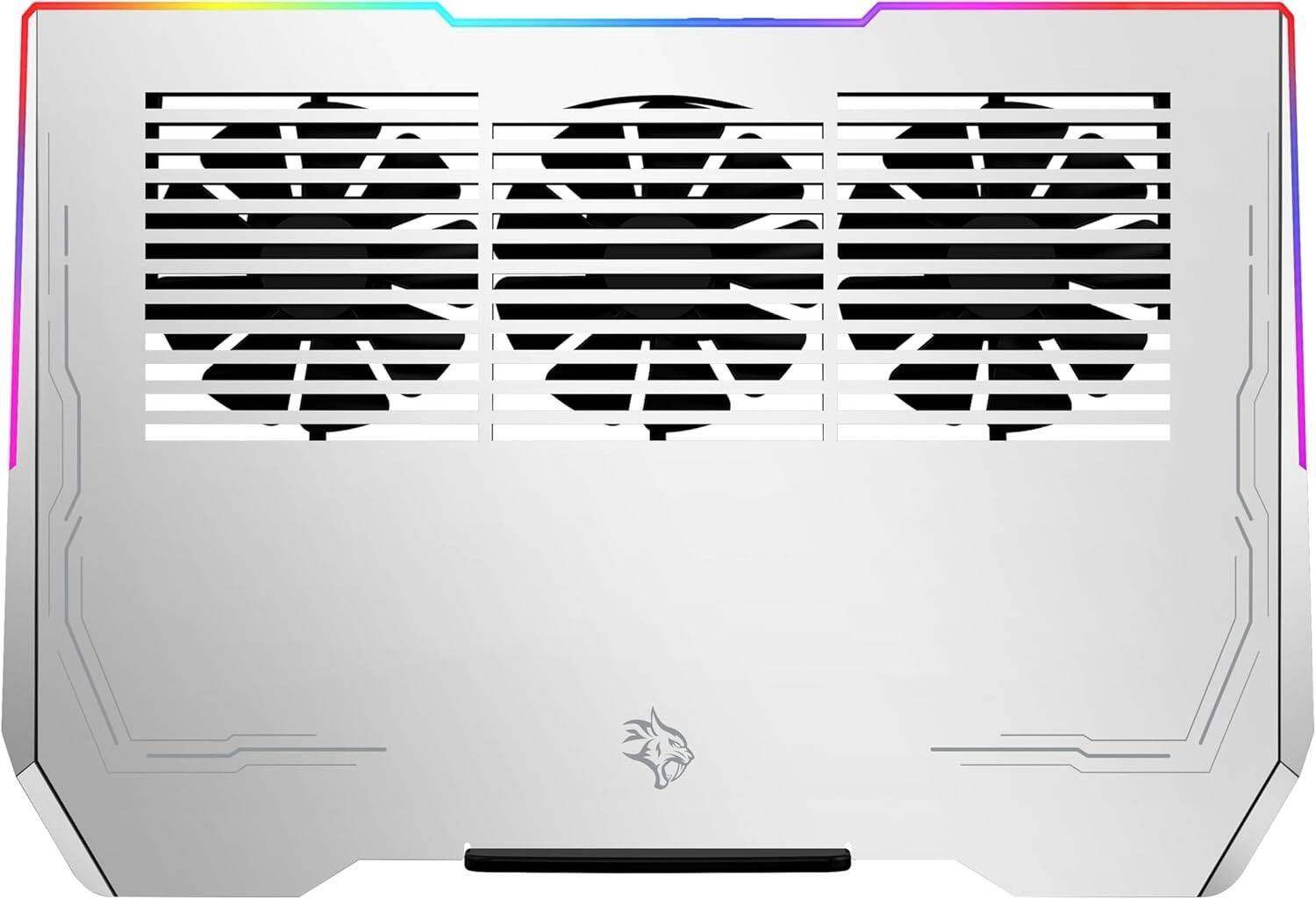 Porodo Aluminum Multi-Fan Cooling Pad, up to 17" Devices Compatible, 3 Viewing Angles, 3 Fan Levels, 1500 RPM, 28dB Low Noise - Silver