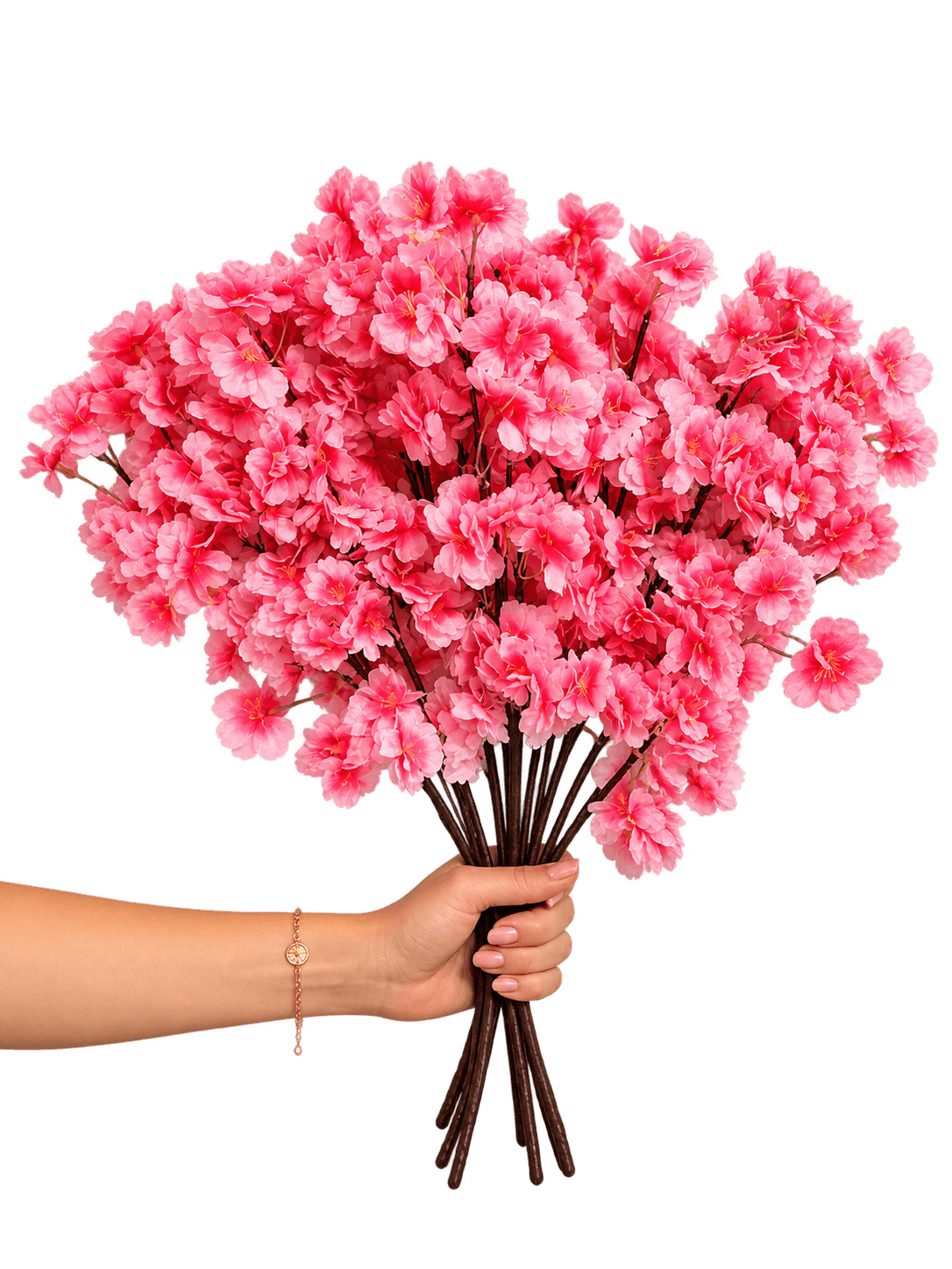 Beitna Helw Pinkish Cherry Blossom – Artificial Cherry Blossom Flowers – Set of 4 Pink Bunches, High-Density Faux Sakura Stems for Home Décor