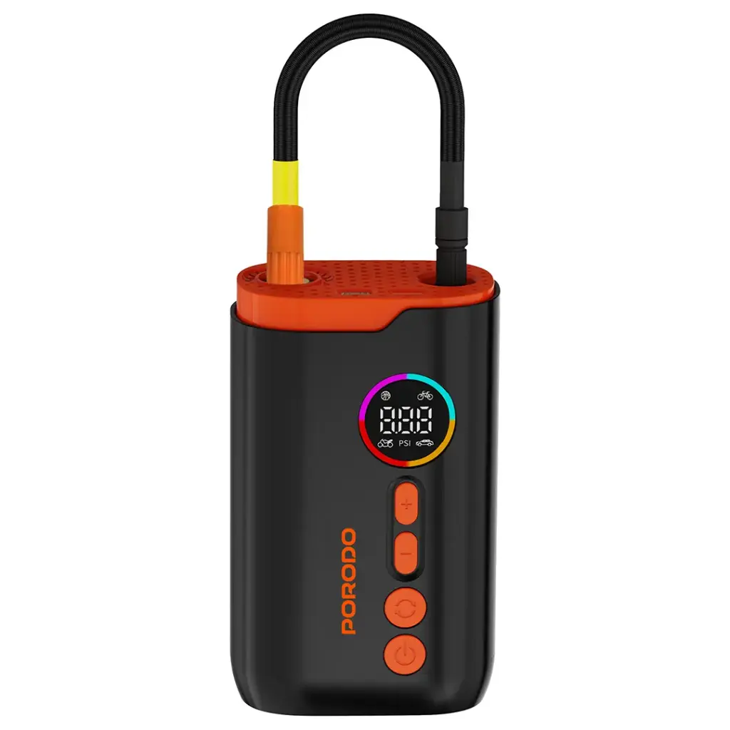 Porodo Lifestyle Electric Air Inflator with High-Pressure Power & Built-In Flashlight