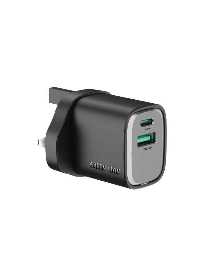 Green Lion SUPRA 22.5W GaN UK Wall Charger with USB-C to USB-C Cable