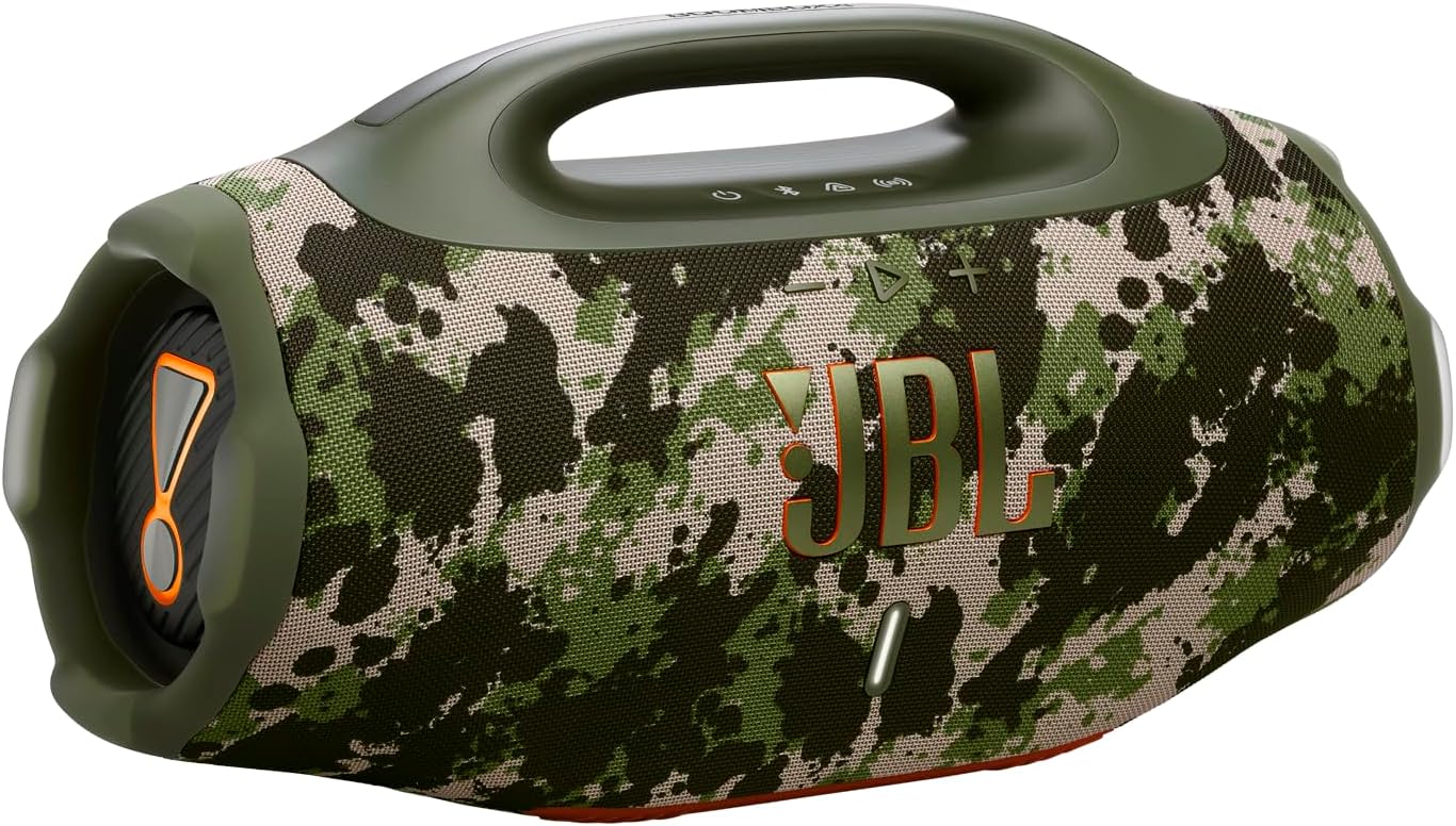 JBL Boombox 4 – أقوى مكبر صوت محمول مقاوم للماء مع صوت JBL Pro الضخم، تعزيز صوت AI، وقت تشغيل يصل إلى 34 ساعة، IP68 مقاوم للماء والغبار، اتصال Auracast™ متعدد السماعات، فرقة
